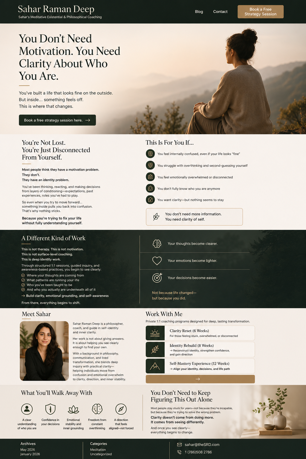 Sahar Raman Deep coaching website design