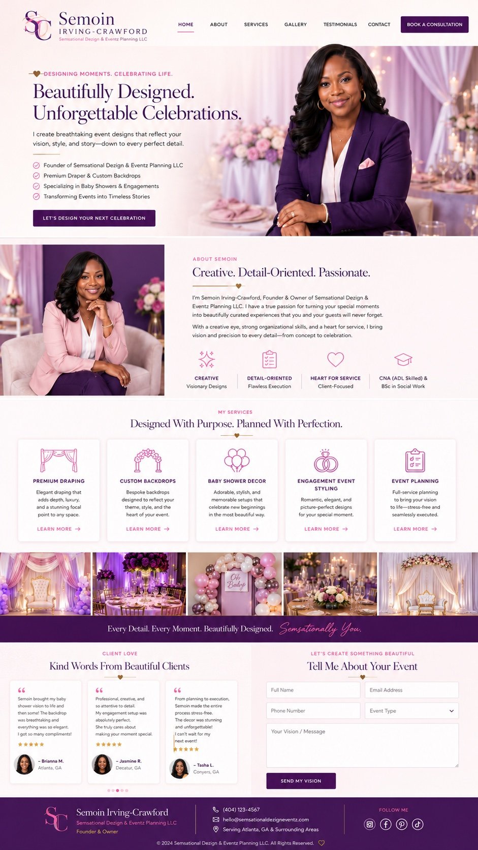 Elegant event planning website concept