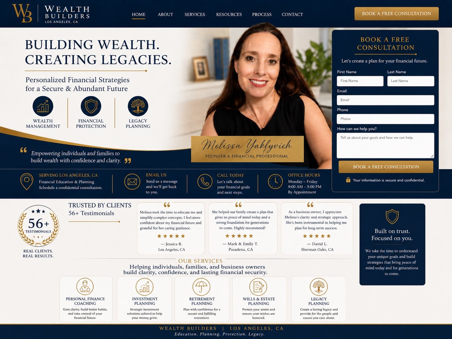 Wealth Builders financial services website concept